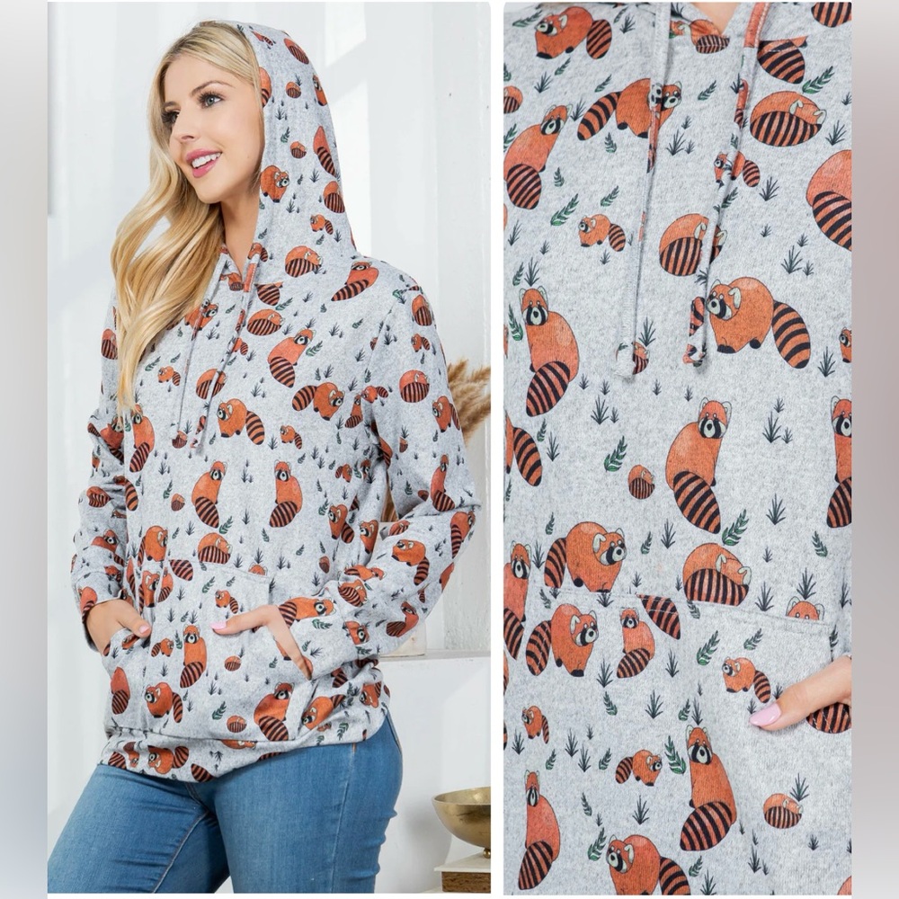 Red Panda Pullover Long Sleeve Sweater Sweatshirt Hoodie